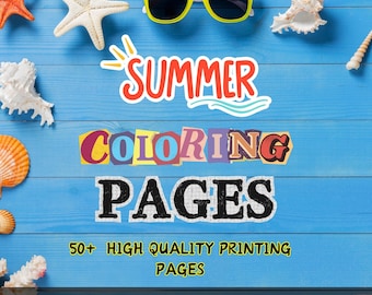Summer Coloring Pages | Easy Summer Printable Bundle | Beach | Tropical Themes for Kids and Adults, Instant Download Activity Sheets
