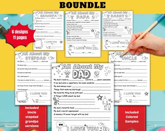 All About My Dad Coloring Pages – Father’s Day Printable Activity for Kids | Papa, Stepdad, Grandpa, Uncle Gift | PDF Instant Download