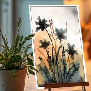 Handgemaltes Blumen-Motiv in Aquarell, handgemachte Grußkarte mit Umschlag, Glückwunschkarte, Freunde und Familie, Klappkarte, Postkarte