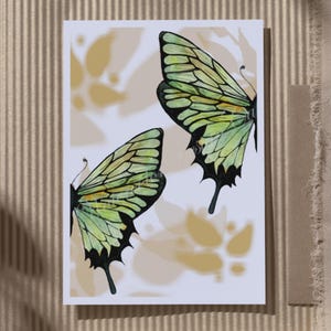 handgemalte Grußkarte mit Schmetterlingsmotiv, 6 Varianten, Dankeskarte mit Umschlag, Geschenk, Glückwunschkarte, Aquarell