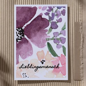 Handgemalte Muttertags-Karte in Aquarell, handgemachte Grußkarte mit Umschlag, Geschenk-  Glückwunschkarte, Freunde und Familie, 8 Varianten