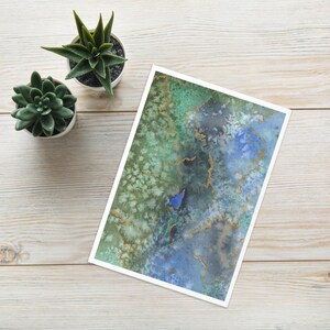abstrakte Grußkarte in blau/grün; Geschenkkarte zu verschiedenen Anlässen, Kunst, liebevoll gestaltet, Variante 1 von 9