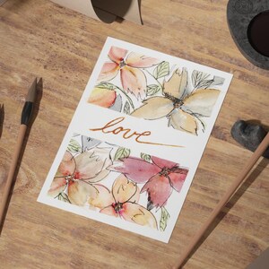 handgemalte Original-Karte zu Muttertag oder Valentinstag, kein Druck, Blumen-Motiv, Geschenkkarte auf bestem Aquarellpapier, ein Unikat