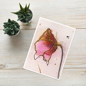 Motivo de flores silvestres pintado a mano en acuarela para San Valentín, tarjeta de felicitación hecha a mano con sobre, tarjeta de felicitación, 100% hecha a mano