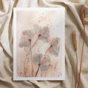 Handgemalte Grußkarte in Aquarell, 100% handgemachte Grußkarte m. Umschlag, schöne Blumen, besonderes, personalisierbar nach deinen Wünschen
