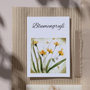 handgemalte Aquarellkarte Mit Blumenmotiv, ideal als Geschenk- oder Grußkarte, Besonderes für Muttertag, 100% handgemacht mit Umschlag