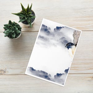 Motif d'oiseau peint à la main à l'aquarelle, carte de vœux avec enveloppe, à offrir en cadeau à vos proches, faites plaisir à vos proches
