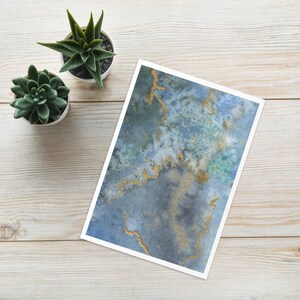 Tarjeta de felicitación abstracta en azul/verde; tarjeta de regalo para diversas ocasiones, arte, diseño con cariño, versión 4 de 9