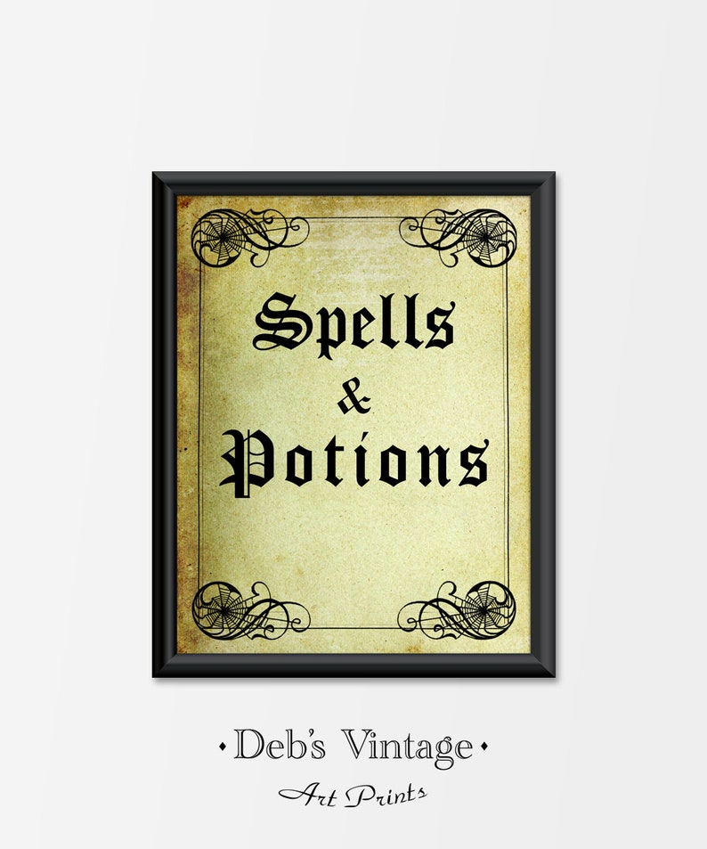 Spells and Potions Printable Halloween Home Wall Decor or Book Cover