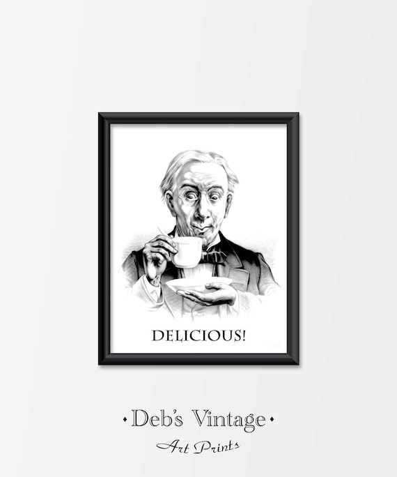 Old Man In Suit And Bow Tie Drinking A Cup Of Coffee Or Tea Etsy