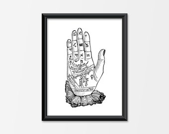 Fortune Teller Palmistry Hand Digital Image Transfer for | Etsy