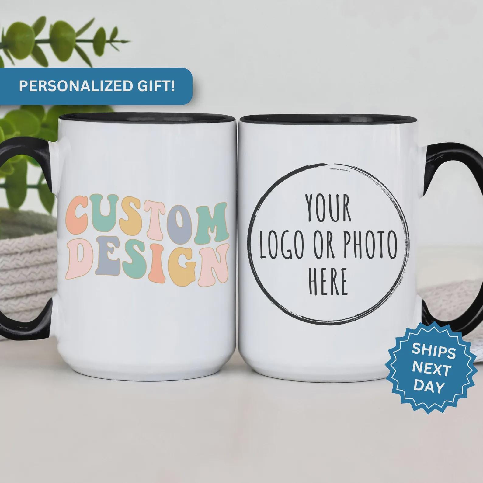 Personalized Photo Coffee Mug: Custom Text & Logo, 11oz/15oz