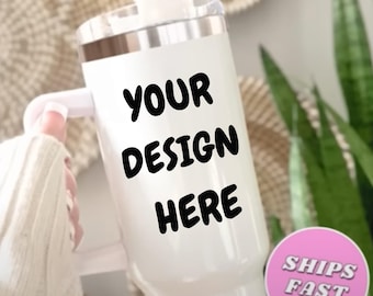 Custom 40oz Tumbler with Handle: Personalized Photo Travel Mug