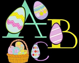 EASTER EGGS - 151 Machine Embroidery Font Designs Instant Download 4x4 5x7 6x10 hoop (AzEB)