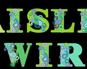 PAISLEY SWIRLS - 72 Machine Embroidery Font Designs Instant Download 4x4 5x7 6x10 hoop (AzEB)