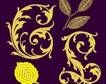 GOLD LEAF - 125 Machine Embroidery Font Designs Instant Download 4x4 5x7 hoop (AzEB)