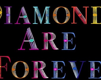 DIAMONDS ARE FOREVER - 72 Machine Embroidery Font Designs Instant Download 4x4 5x7 6x10 hoop (AzEB)