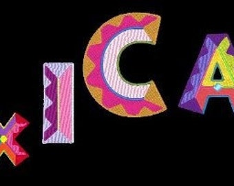 MEXICANA - 108 Machine Embroidery Font Designs Instant Download 4x4 5x7 hoop (AzEB)