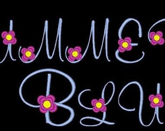 SUMMER BLUES - 52 Machine Embroidery Font Designs Instant Download 4x4 5x7 6x10 hoop (AzEB)