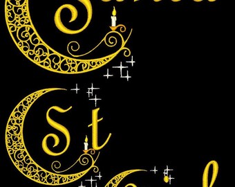 TWAS THE NIGHT - 78 Machine Embroidery Font Designs Instant Download 4x4 5x7 6x10 hoop (AzEB)