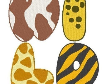 WILD ANIMAL PRINTZ - 98 Machine Embroidery Font Designs Instant Download 4x4 5x7 6x10 hoop (AzEB)