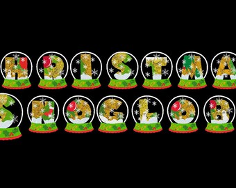 CHRISTMAS SNOGLOBE - 52 Machine Embroidery Font Designs Instant Download 4x4 5x7 6x10 hoop (AzEB)