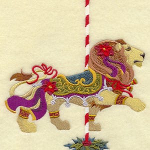 CAROUSEL CHRISTMAS LION - Machine Embroidery Quilt Block (AzEB)