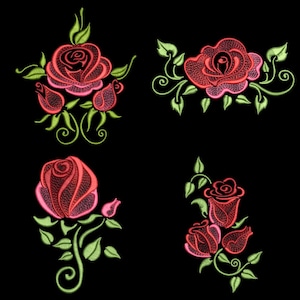 PASSION ROSES (4inch) - 10 Machine Embroidery Designs Instant Download 4X4 hoop (AzEB)