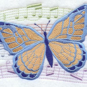 MUSIC Of The Butterfly - Machine Embroidered Quilt Block (AzEB)