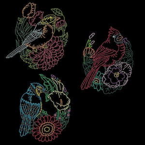SPRINGTIME BIRDS 1(5inch) - 10 Machine Embroidery Designs Instant Download 5x5 hoop (AzEB)