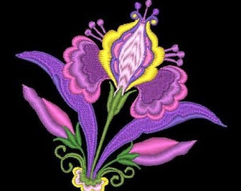 JACOBEAN FLOWERS - 5 Machine Embroidery Designs Instant Download 4x4 5x7 hoop (AzEB)