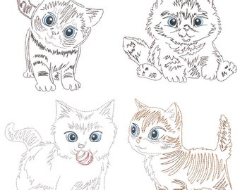 CUTE KITTENS (4inch) - 10 Machine Embroidery Designs Instant Download 4X4 hoop (AzEB)