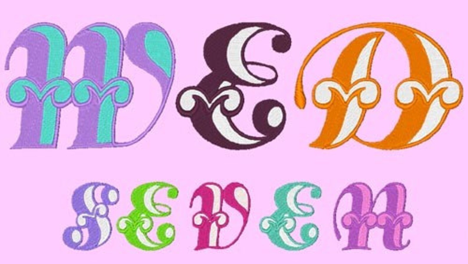 WEDDING MONOGRAM SEVEN - 78 Machine Embroidery Font Designs Instant ...