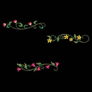 SIMPLE FLOWER BORDERS (5inch) - 10 Machine Embroidery Designs Instant Download 5X5 hoop (AzEB)