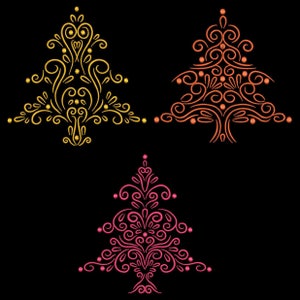 CURLY CHRISTMAS TREES (5inch)-10 Machine Embroidery Design Instant Download 5x5 Hoop (AzEB)