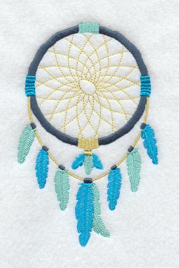 DREAM CATCHER With FEATHERS Machine Embroidered Quilt Blocks Etsy