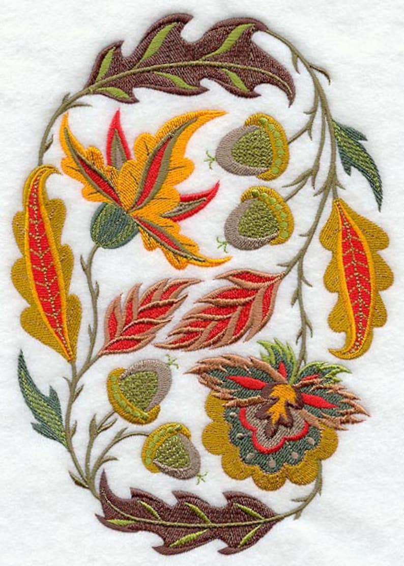 JACOBEAN AUTUMN OVAL Machine Embroidered Quilt Blocks AzEB Etsy