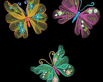 FLUTTERBY LUV #2 (4 inch)- 10 Machine Embroidery Designs Instant Download 4x4 hoop (AzEB)