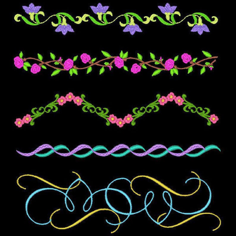 FANCY BORDERS 1 6 Inch 10 Machine Embroidery Designs Etsy