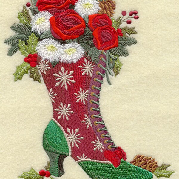 MRS CLAUS BOOT Bouquet -Machine Embroidered Quilt Blocks (Azeb)