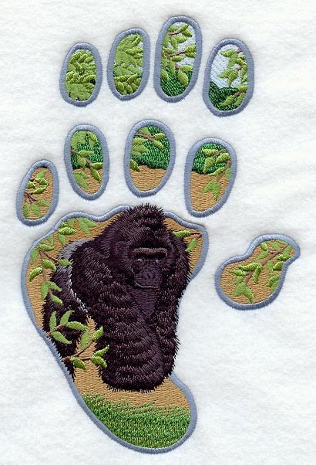 GORILLA TRACK PRINTZ ---machine Embroidery Quilt Block (azeb) - Etsy