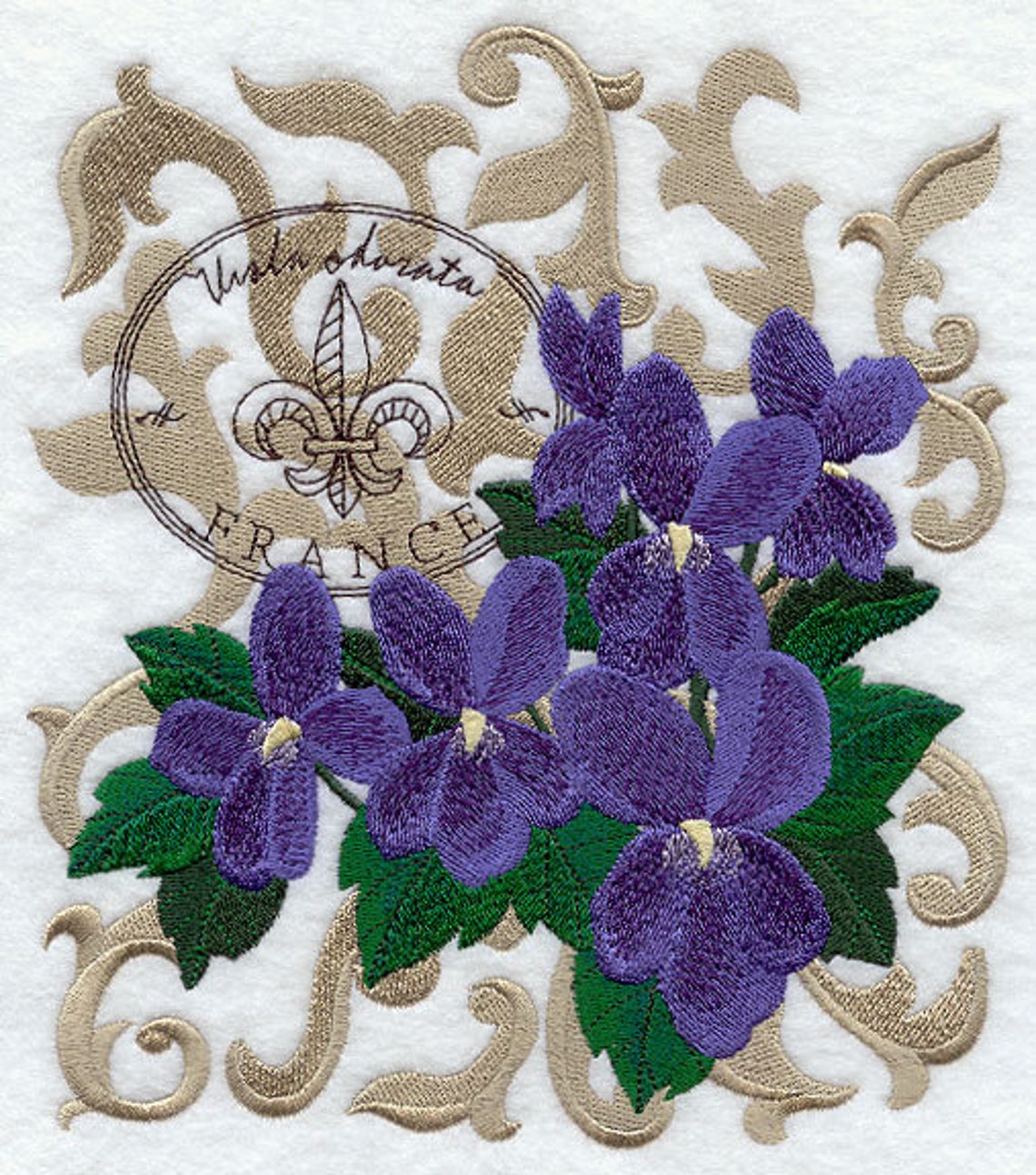 VIOLETS FROM FRANCE Machine Embroidered Quilt Block azeb Etsy