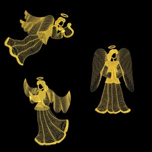 GOLDEN ANGELS (6inch) - 10 Machine Embroidery Designs Instant Download 6x6 hoop (AzEB)