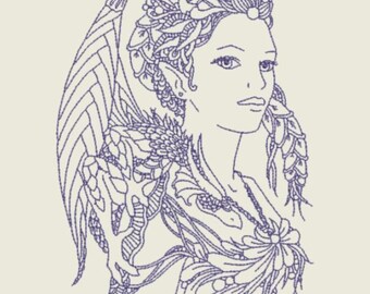 DRAGON QUEEN FAIRY 1 (7.75inch) - 1 Machine Embroidery Designs Instant Download (AzEB)