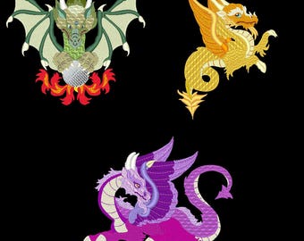 DRAGONS REIGN (5inch) - 10 Machine Embroidery Designs Instant Download 5X5 hoop (AzEB)