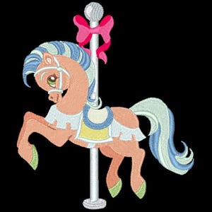 FANCY CAROUSEL HORSES #7- 1 Machine Embroidery Design Instant Download 4x4 5x7 6x10 hoop (AzEB)