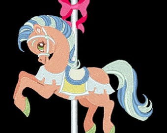 FANCY CAROUSEL HORSES #7- 1 Machine Embroidery Design Instant Download 4x4 5x7 6x10 hoop (AzEB)
