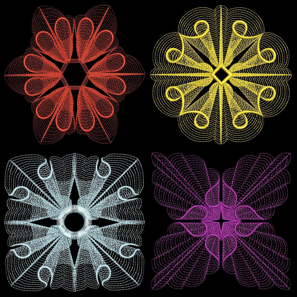 Simple Reed And Ripple Design ELEGANT RIPPLE DESIGNS (6inch) - 10 Machine Embroidery Designs Instant ...