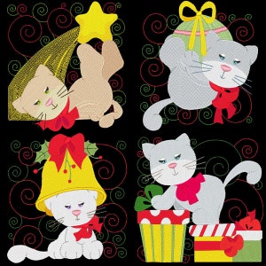 CHRISTMAS KITTY BLOCKS (6inch) - 12 Machine Embroidery Designs Instant Download 6x6 hoop (AzEB)