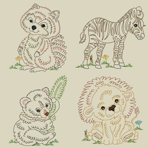 Download Vintage Baby Animals 1 4inch 10 Machine Embroidery Designs Etsy